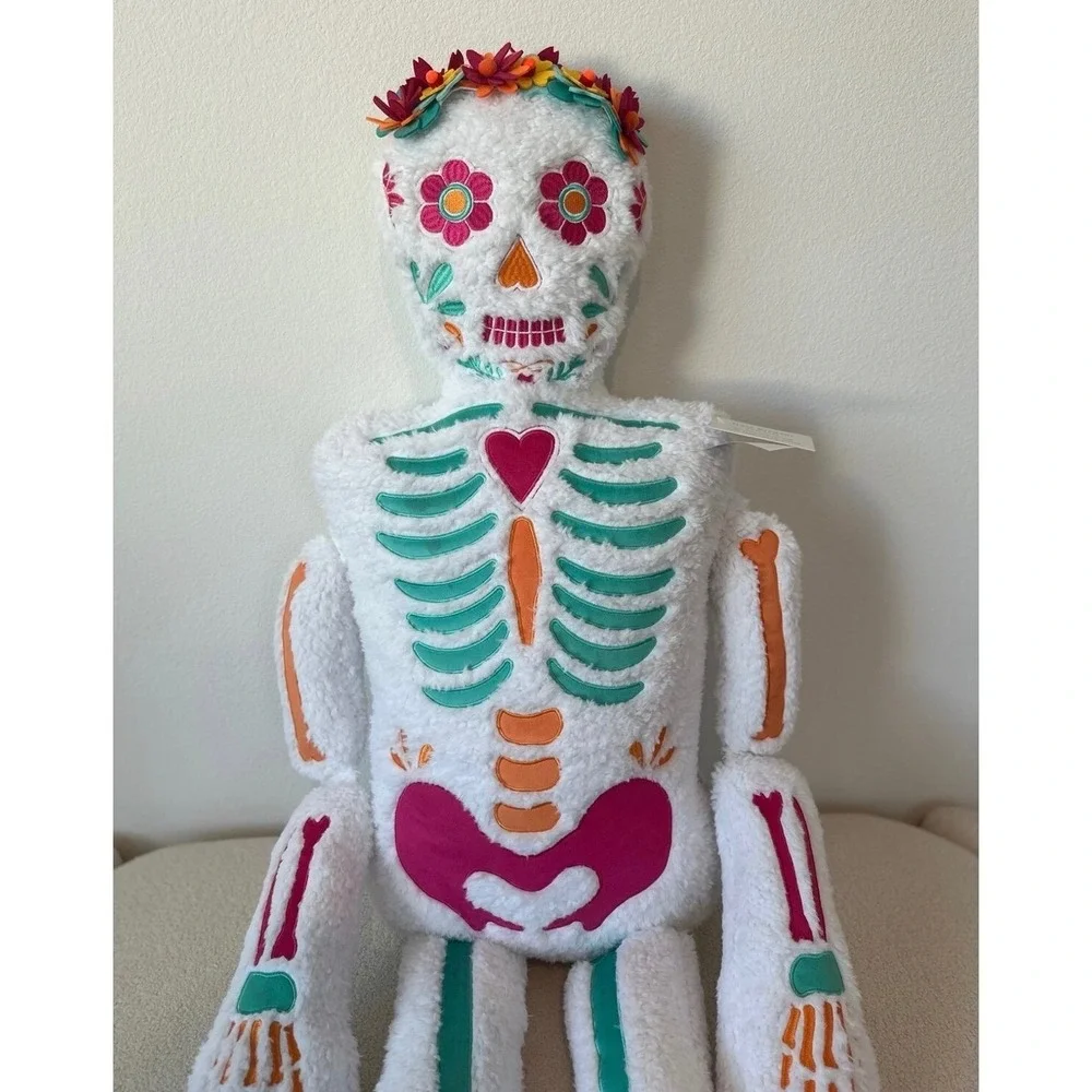Dia de Los Muertos Sugar Skull Skeleton Large Figural Pillow Day of the Dead NEW